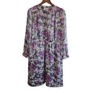 Vintage Wilroy Dress Womens XL Purple Floral 80s Cottage Coquette Glam Prairie